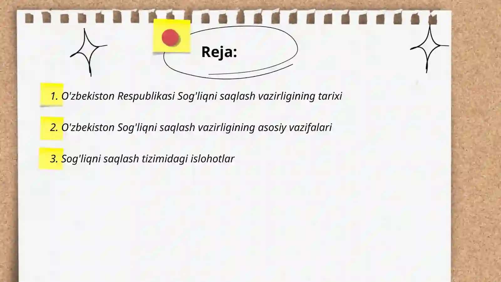 Ózbekiston Respublikasi sog'liqni saqlash vazirligi haqida ummumiy ma'lumot.Ruhiy kasalliklar haqida ma'lumot.Sog'liqni saqlash tizimi eng zõr rivojlangan davlatlar 2