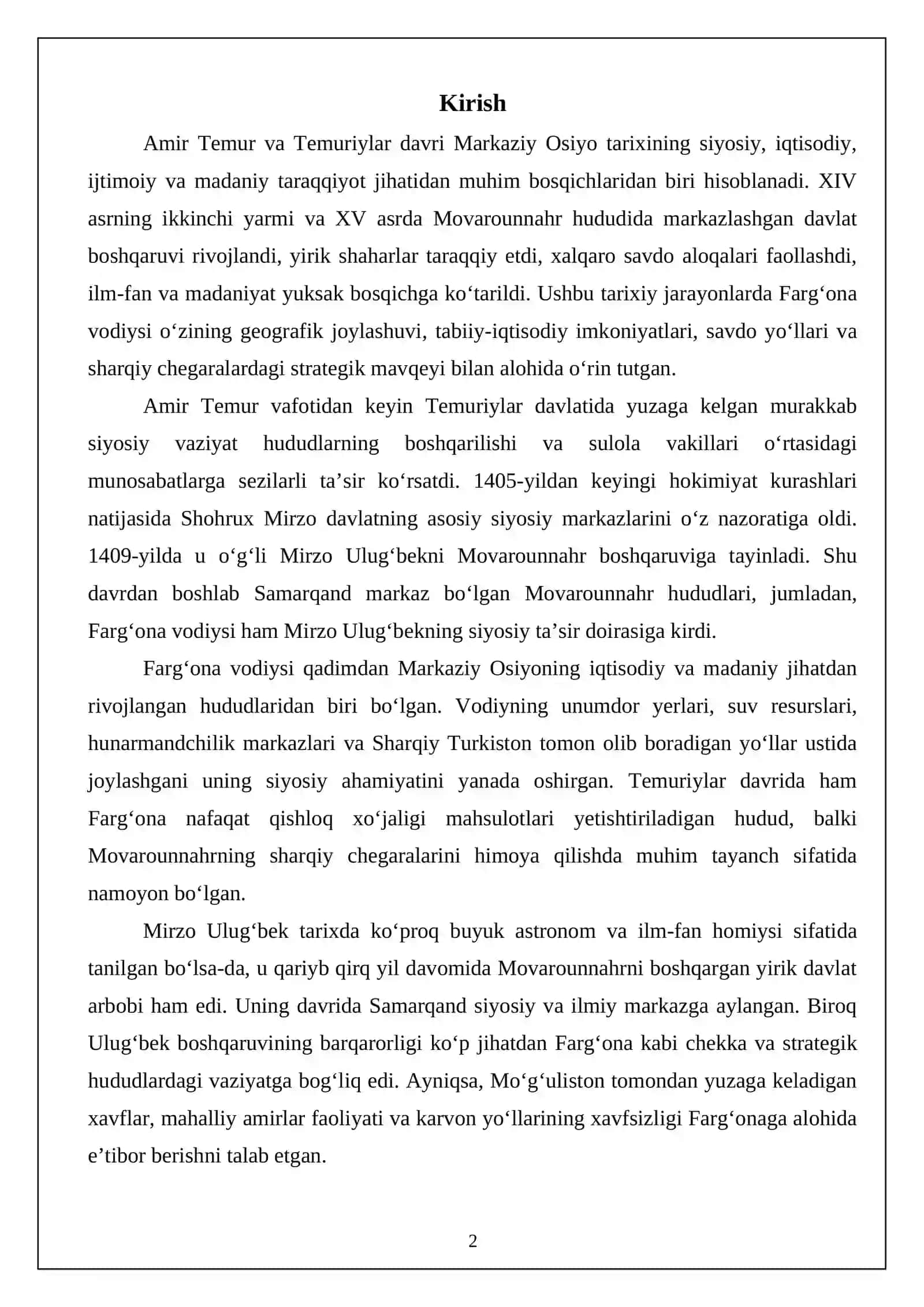 Farg‘ona Mirzo Ulug‘bek mulklari tarkibida 2