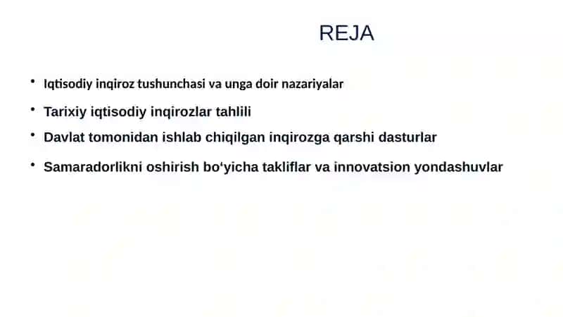 Iqtisodiy Inqirozlar va Ularga Qarshi Dasturlar Samaradorligini Oshirish Yo'llari 2