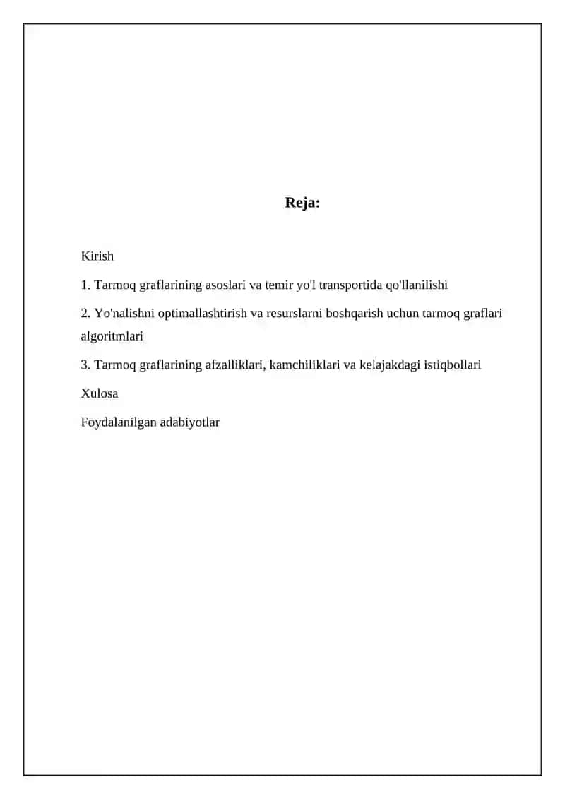 Temir yoʻl transportida tarmoq grafikasi tushunchasi 2