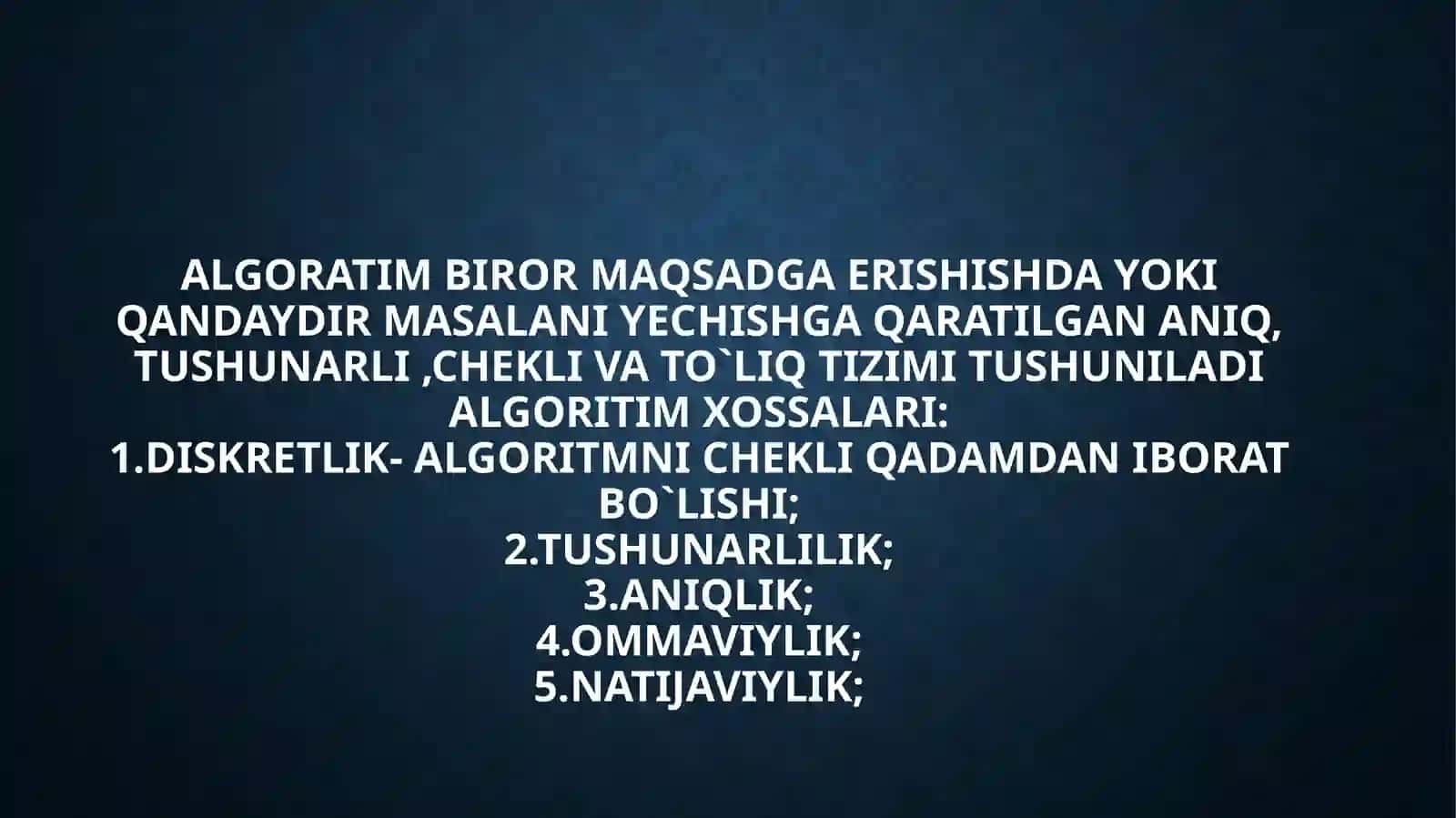 Algoritmlash va ularning turlari 2