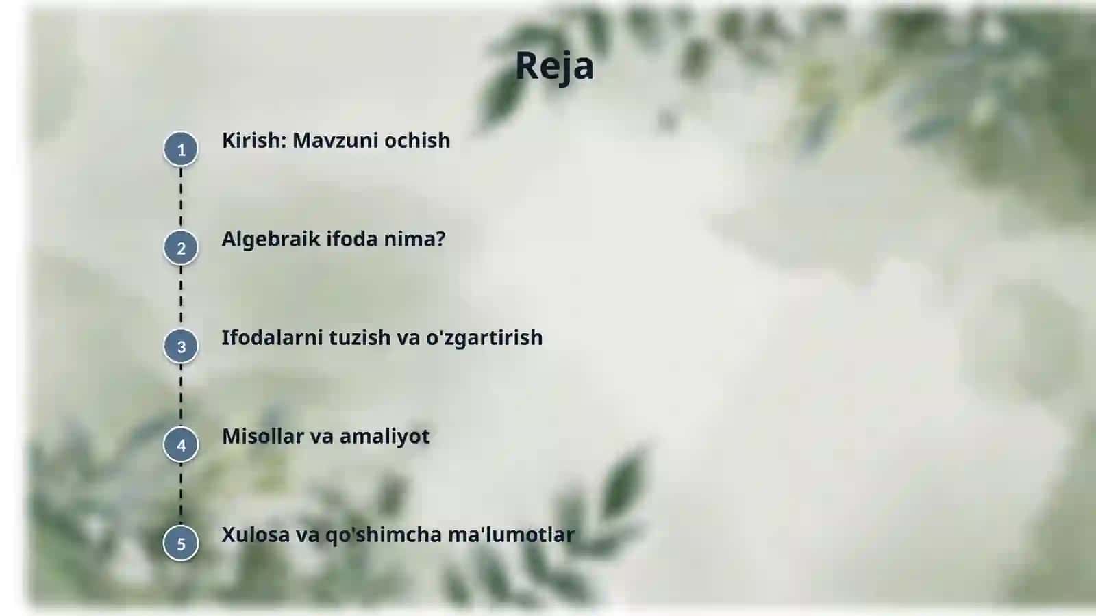 6-sinf matematika. Algebraic ifodalar 2