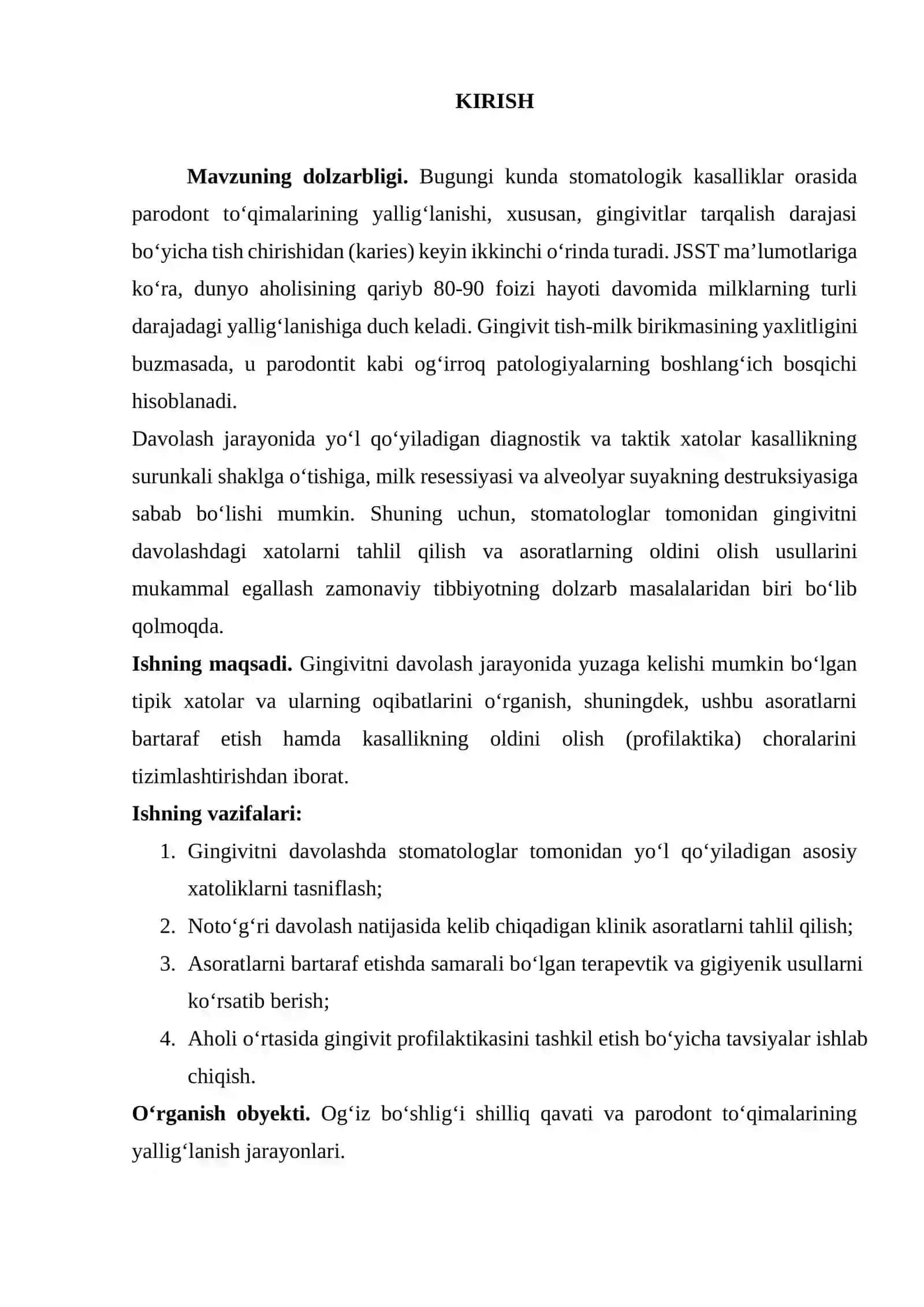 gingivitlarni davolashda yuzaga keluvchi xato va asoratlar. Ularni bartaraf etish. 2