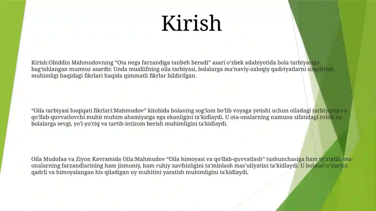 Obiddin Mahmudovning "Ota Nega Farzandiga Tanbeh Beradi" Asaridagi Oila Tarbiyasi Haqidagi Fikrlar 2