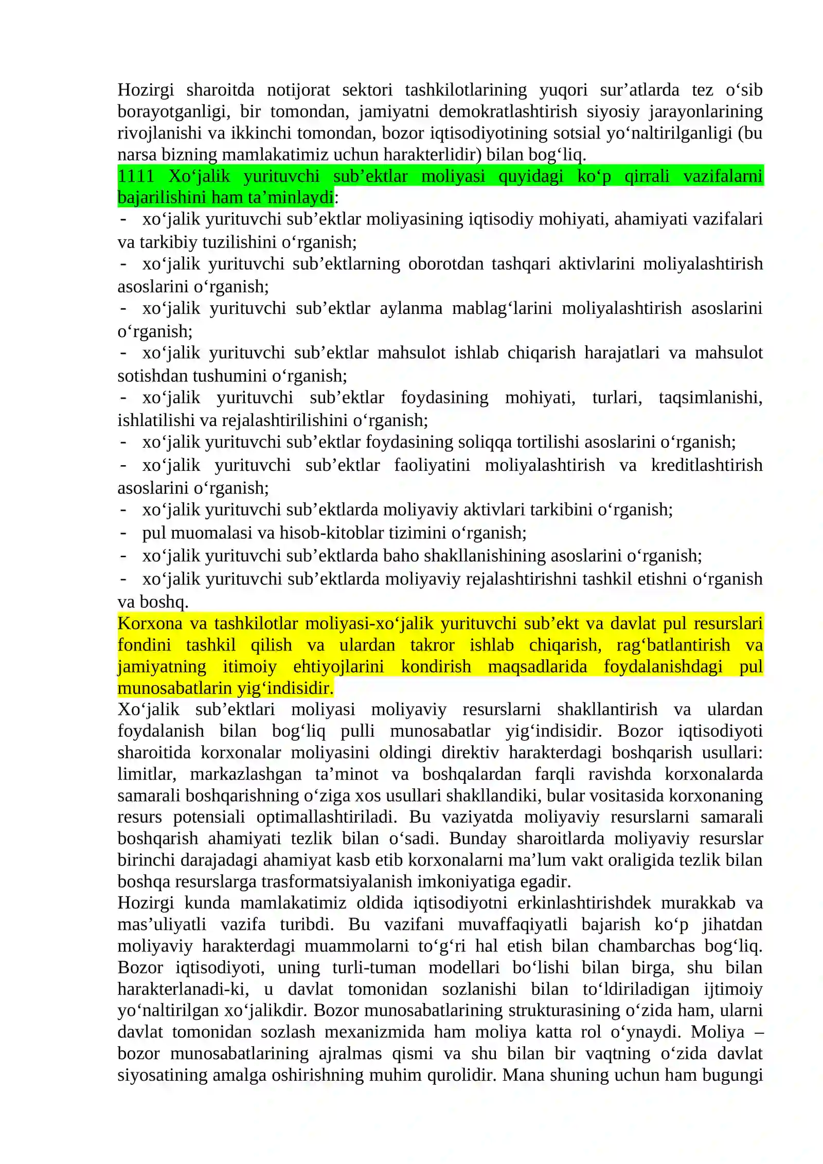 Xo‘jalik yurutuvchi sub’ektlar moliyasi 2