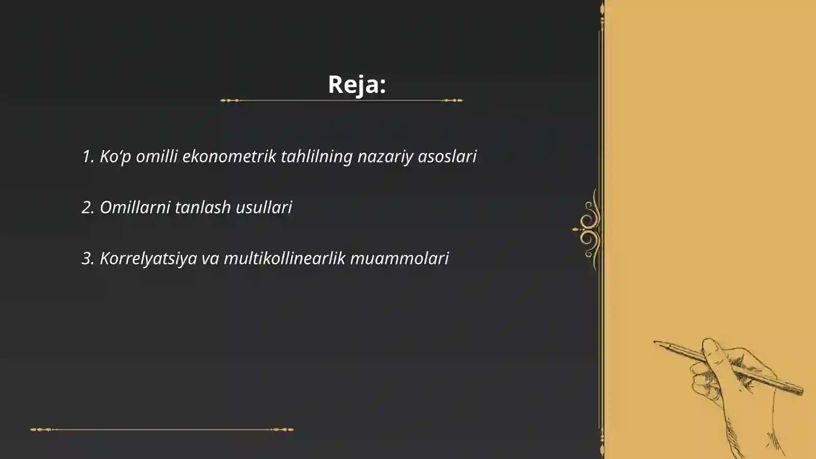 Omillarni tanlash muommosi referatlar 2