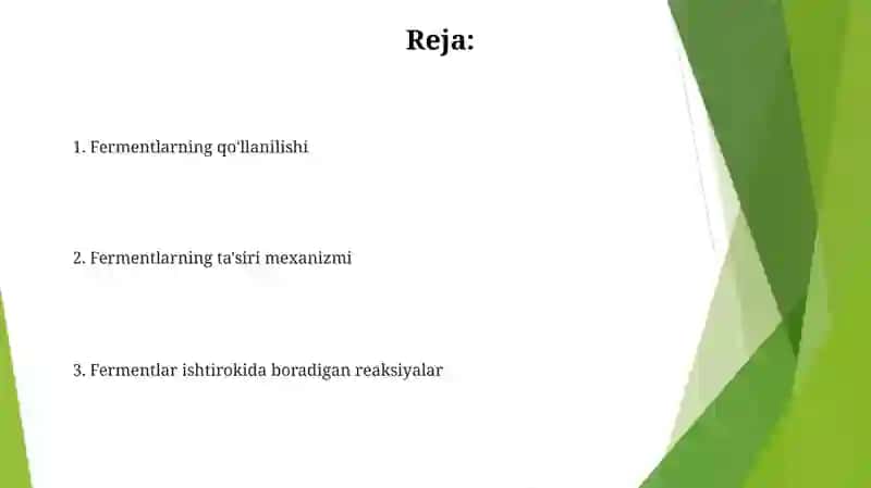 Fermentlar ishtirokida boradigan reaksiyalar 2
