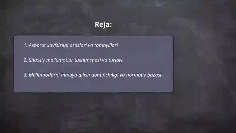 Axborot xavfsizligi va shaxsiy ma'lumotlarni himoy qilish 2