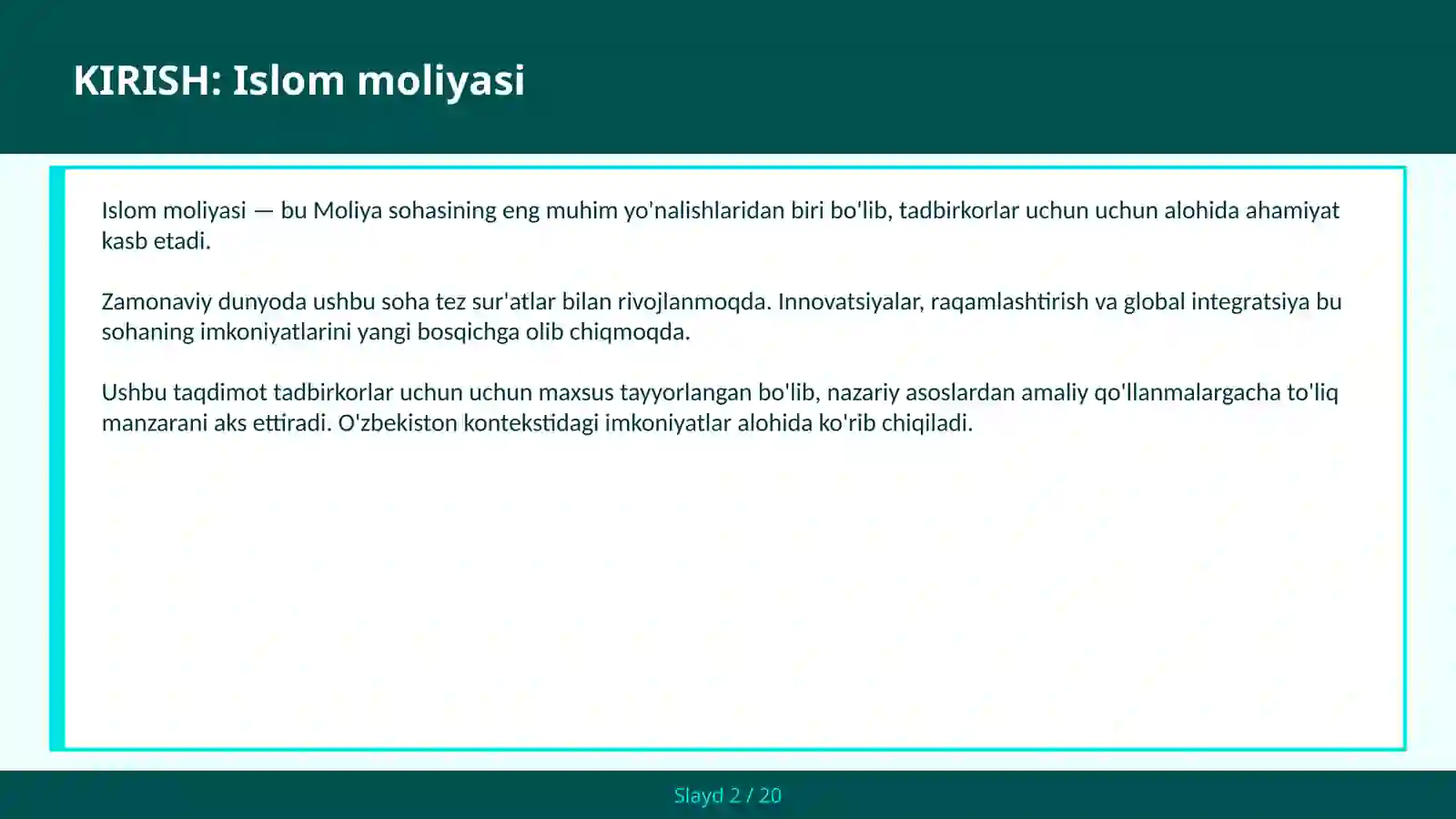 Islom Moliyasi 2