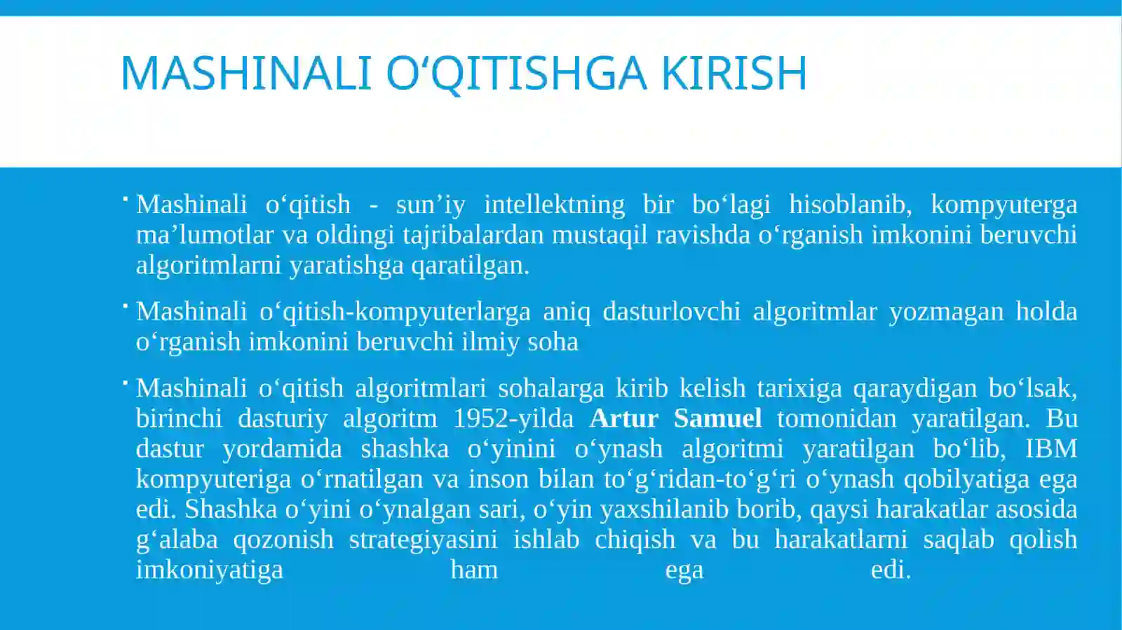Mashinali o‘qitishga KIRISH 2