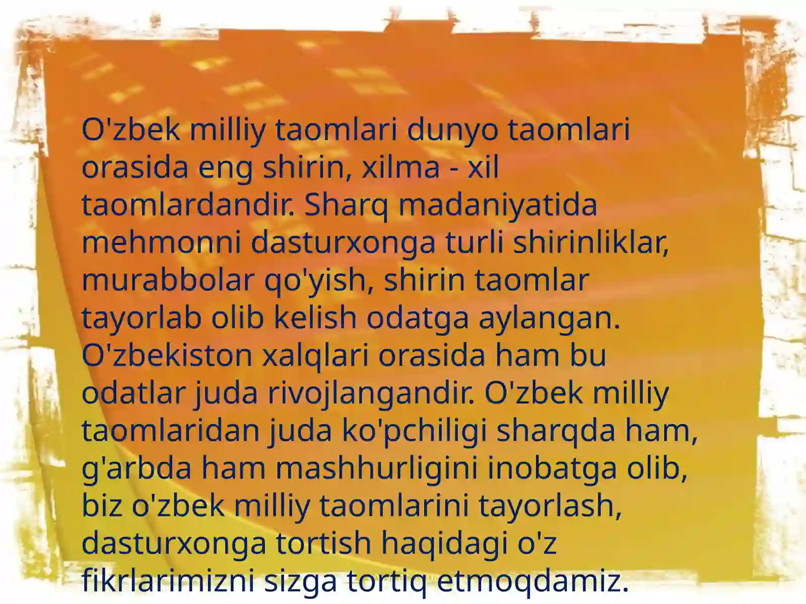 O`zbek milliy taomlari 2