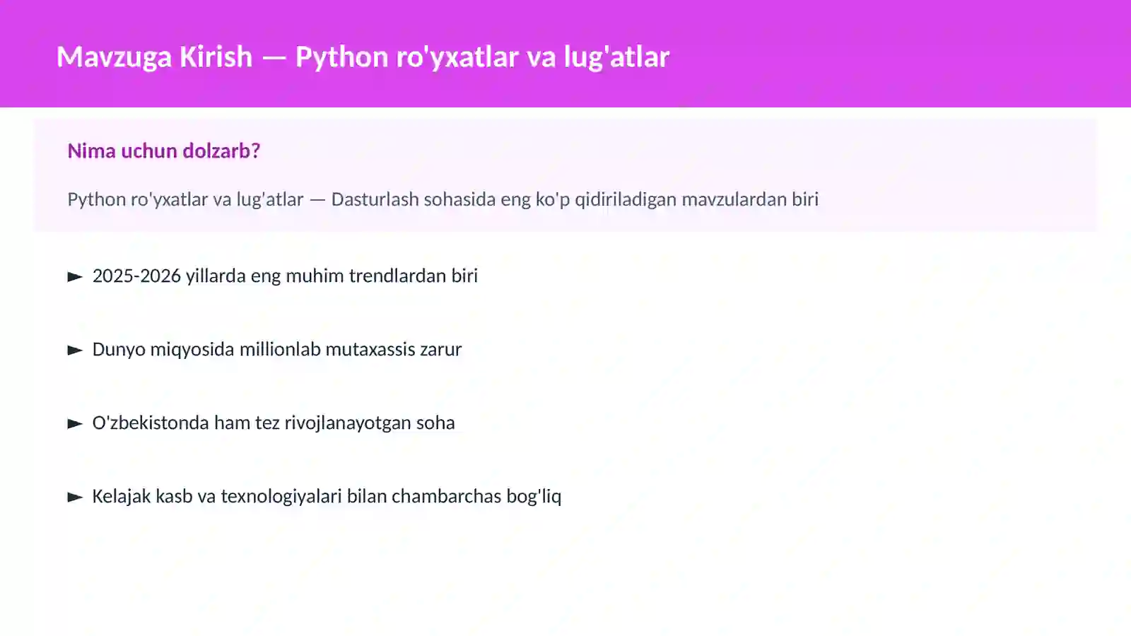 DASTURLASH | PYTHON DASTURLASH 2