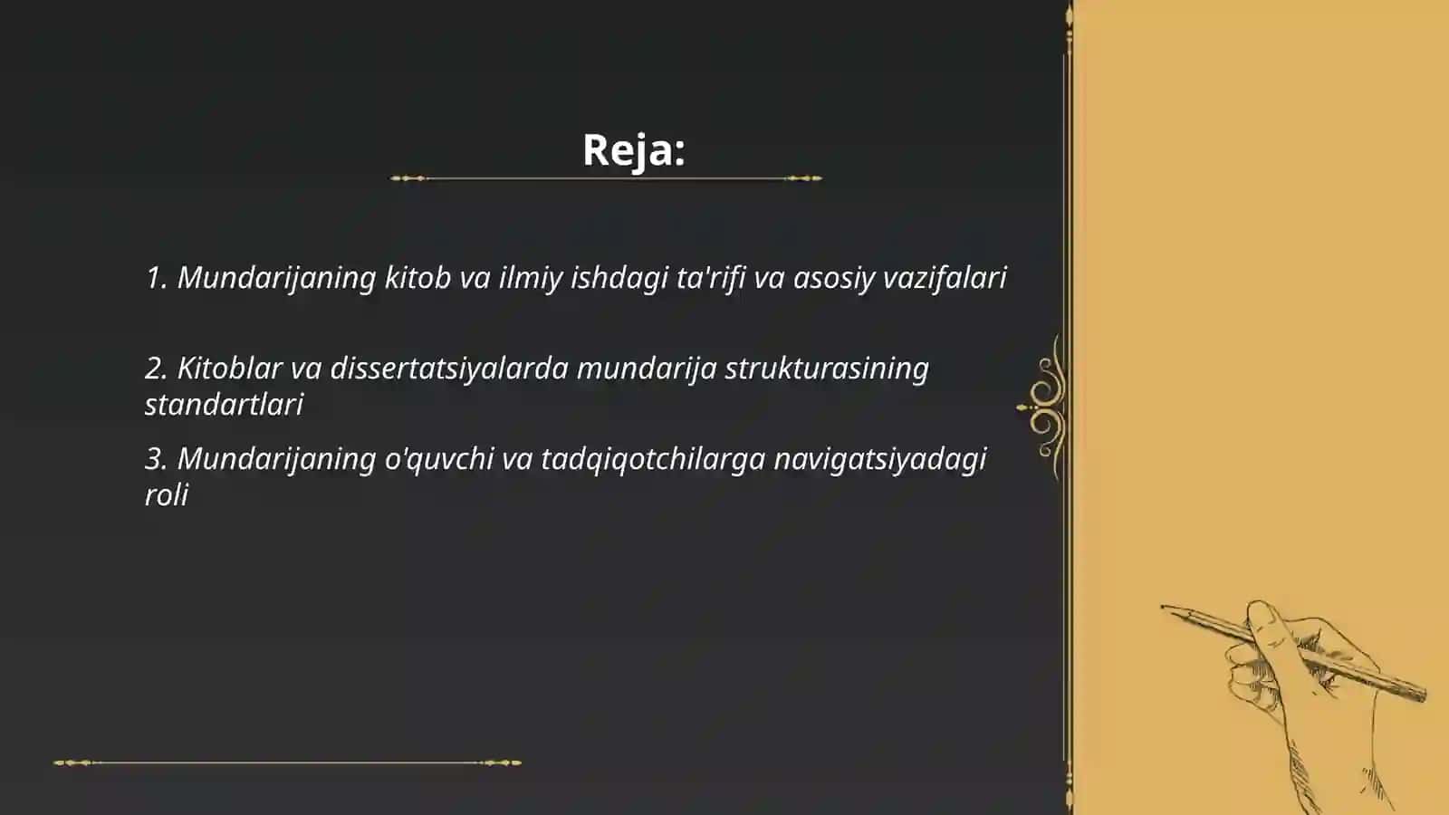 Mundarijaning kitob va ilmiy ishlarda ahamiyati 2