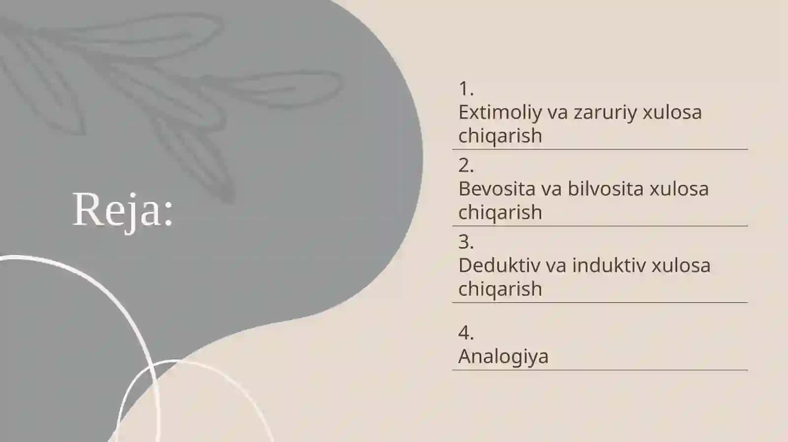 Xulosa chiqarishning turlari 2