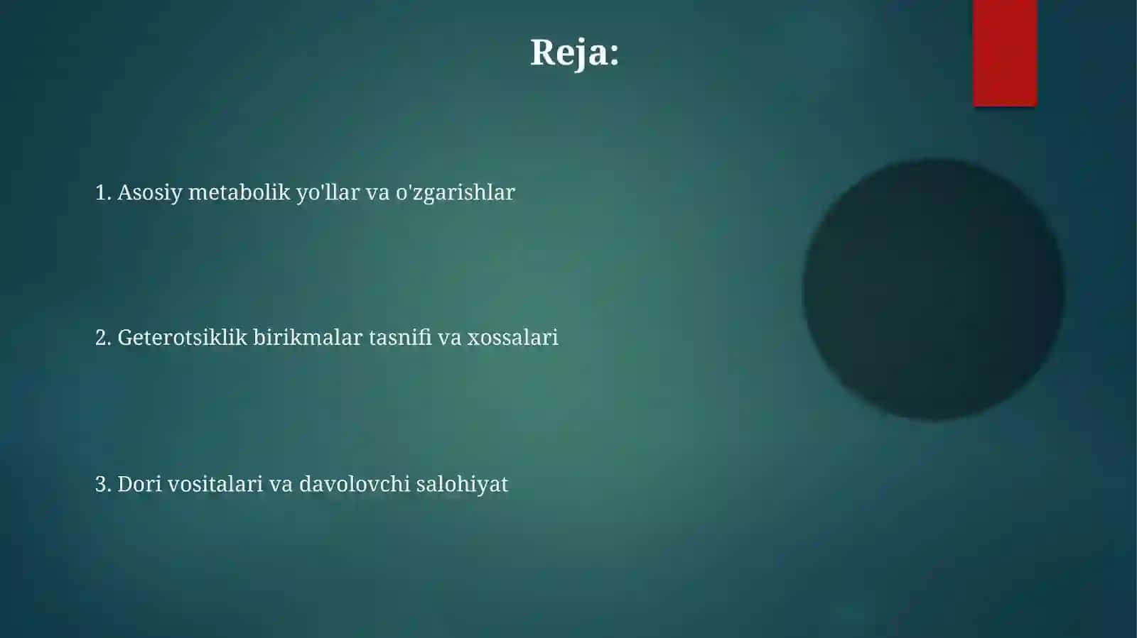 Geterotsiklik birikmalar, metobolitlar va ular dorivor modda sifatida Diyorbek 2