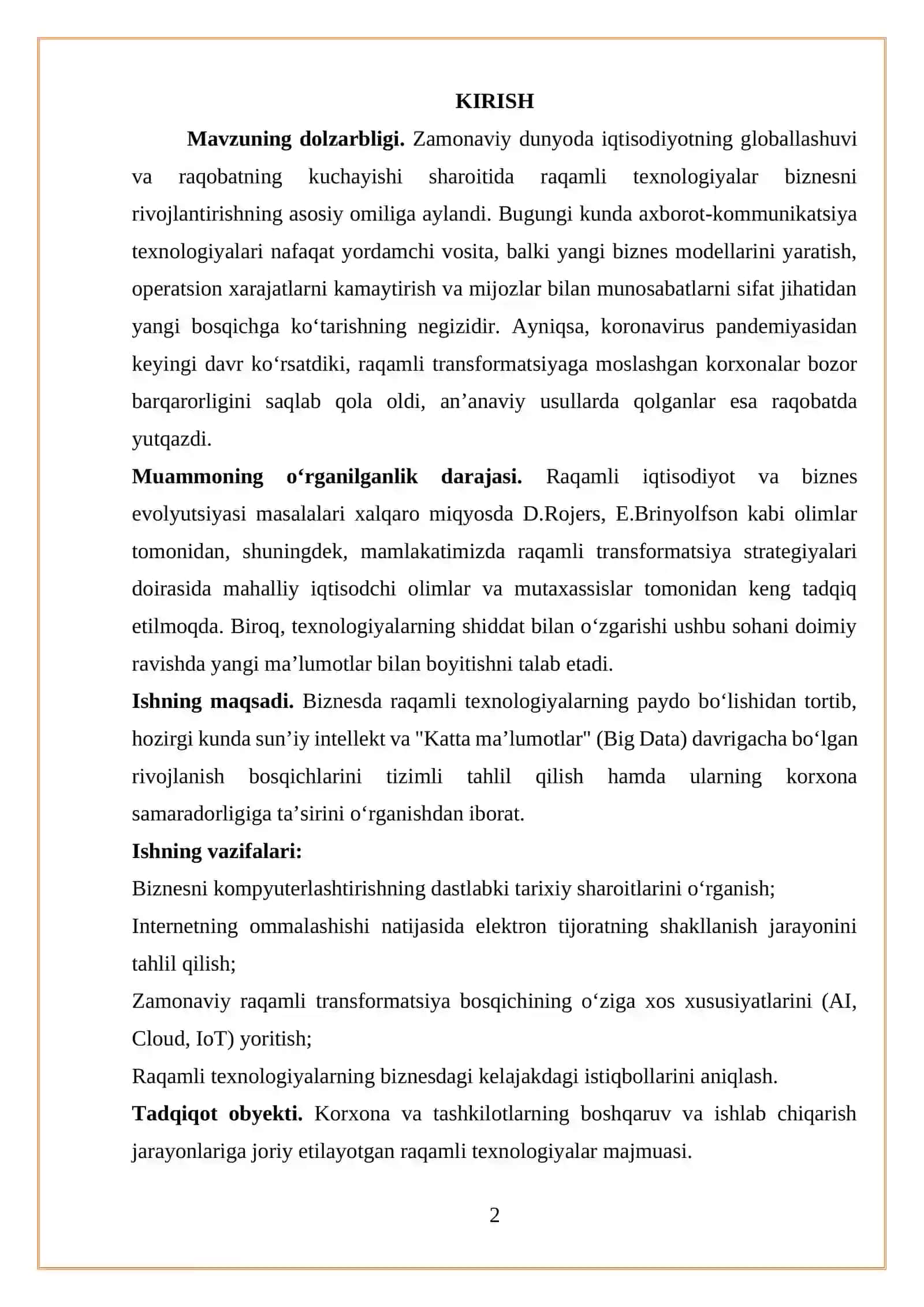Biznesda raqamli texnologiyalarning rivojlanish bosqichlari 2