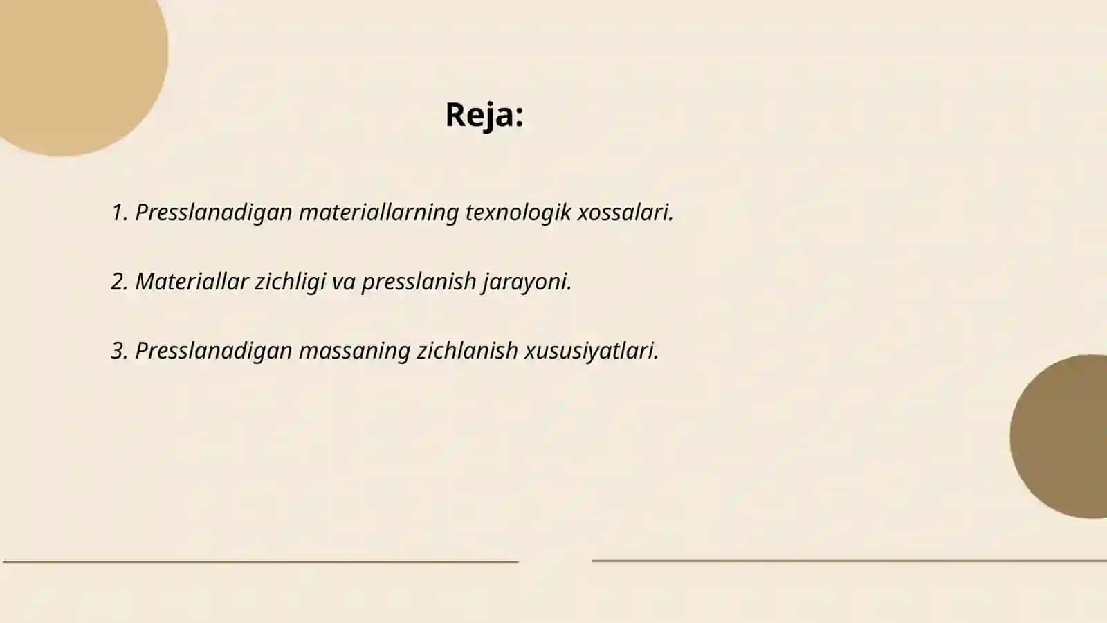 Presslanadigan massaning texnologik xossalarni aniqlashning nazariy asoslari va unga ta'sir omillar,texnologik xossalarni aniqlash usullari 2