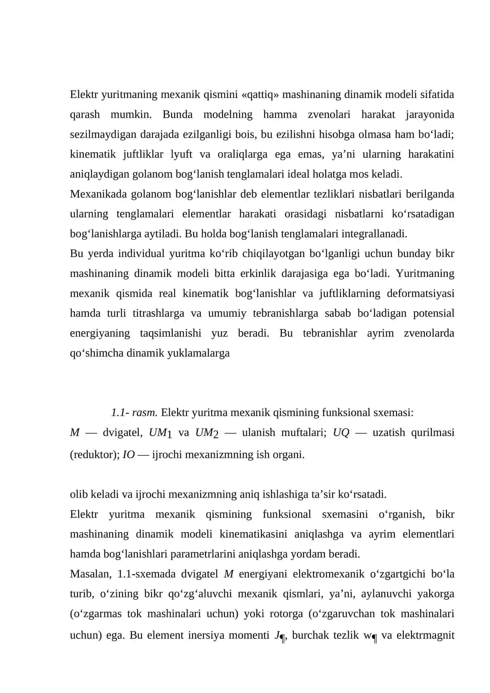 Elektr yuritma mexanik qismining dinamik modeli, funksional sxemasi 2