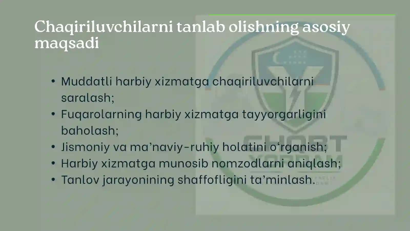 Muddatli harbiy xizmat va SCHR xizmatiga chaqirish tartibi 2
