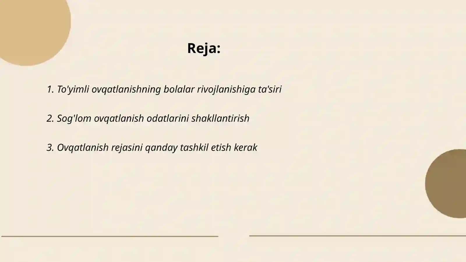 Ovqatlanish bo'yicha tavsiyalar 2