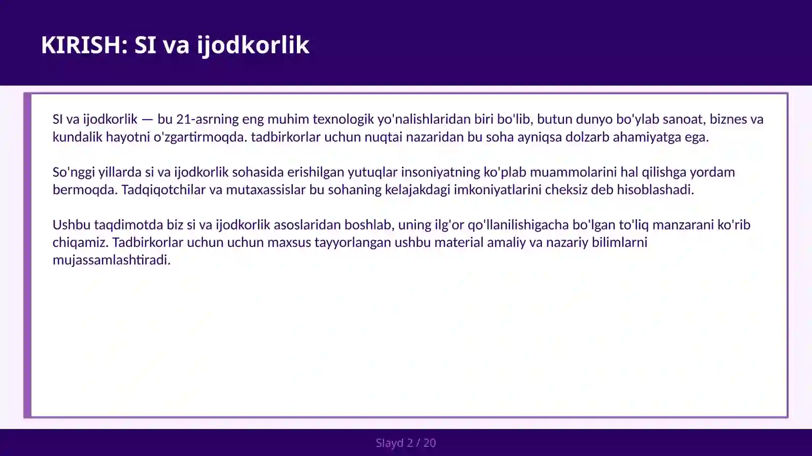 SI VA IJODKORLIK 2