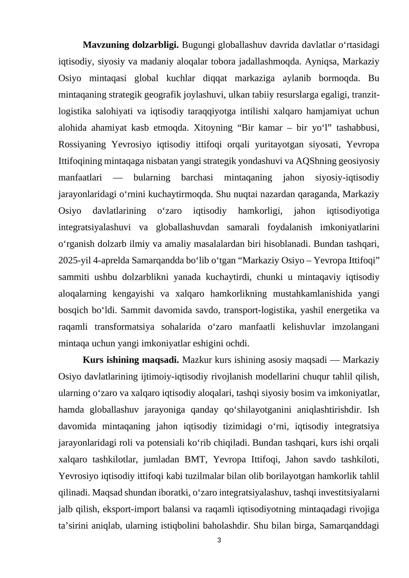 Markaziy Osiyon mamlakatlarining rivojlanish modeli 2