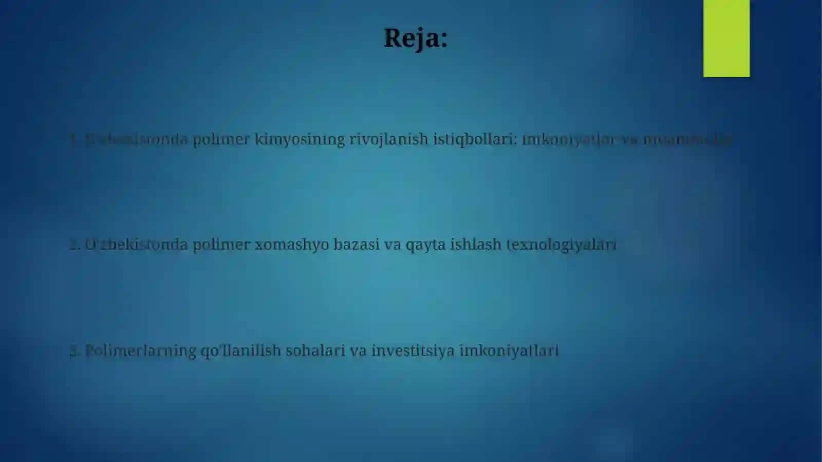 O'zbekistonda polimer kimyosining rivojlanish istiqbollari: imkoniyatlar va muammolar 2