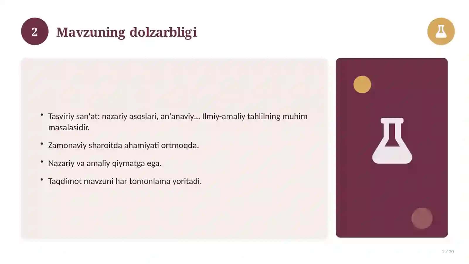 Tasviriy san'at: nazariy asoslari, an'anaviy yondashuvda (Magistrlik dissertatsiyasi mavzusi) 2