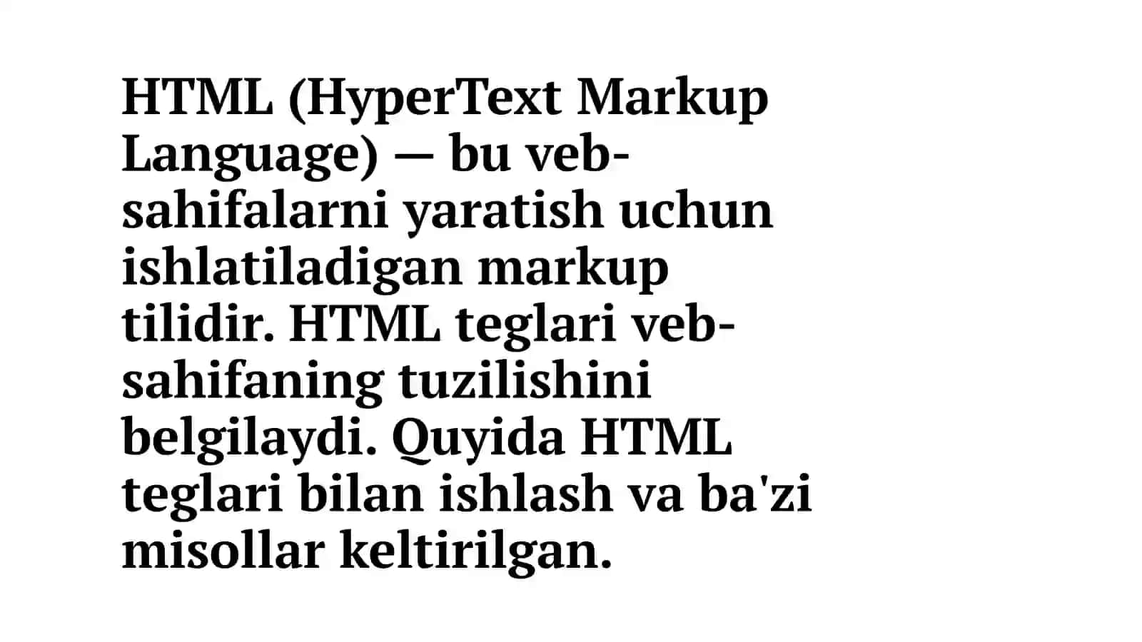 HTML Teglar bilan ishlash va misollar 2