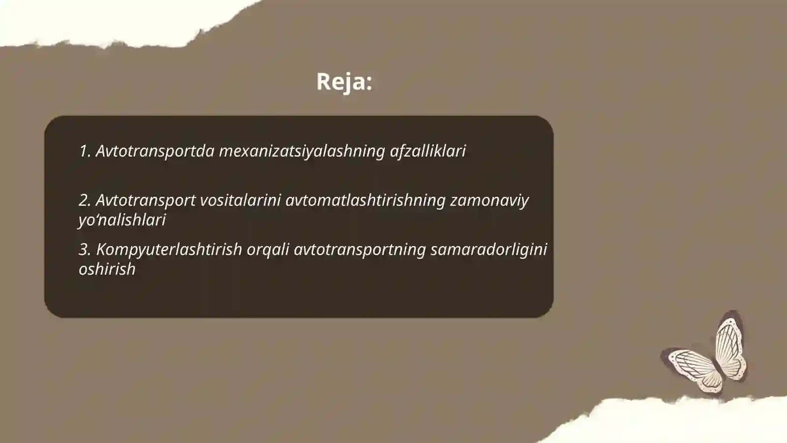 Avtotransport Vositalari Mexanizatsiyalash va Avtomatlashtirish 2