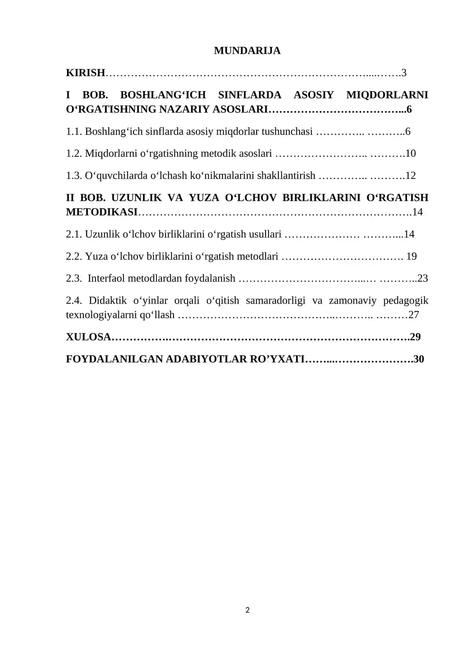 Boshlangʻich sinflarda asosiy miqdorlar va ularni oʻlchov birliklarini oʻrgatish metodikasi. Uzunlik va yuza oʻlchov birliklari 2