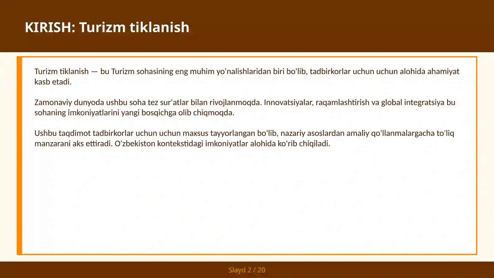Turizm tiklanish 2