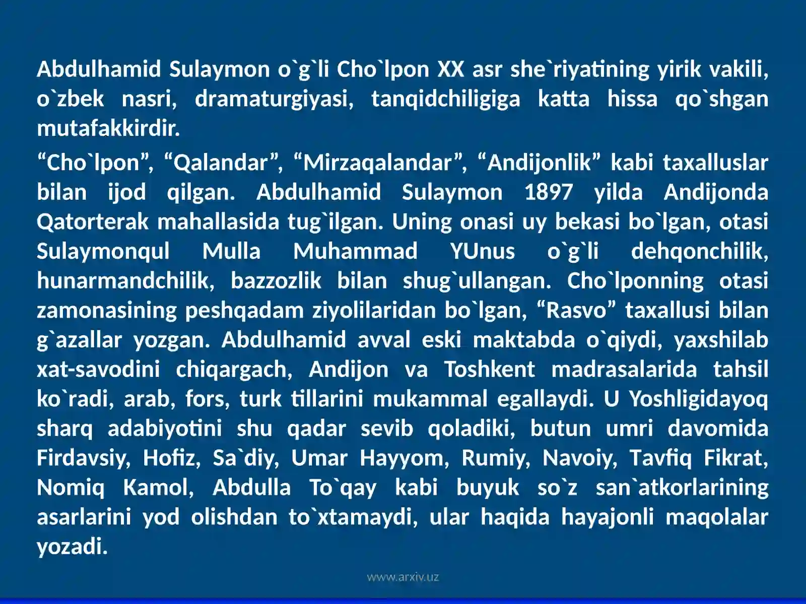 АbdulhаmidSulаymono`g`liCho`lpon 2