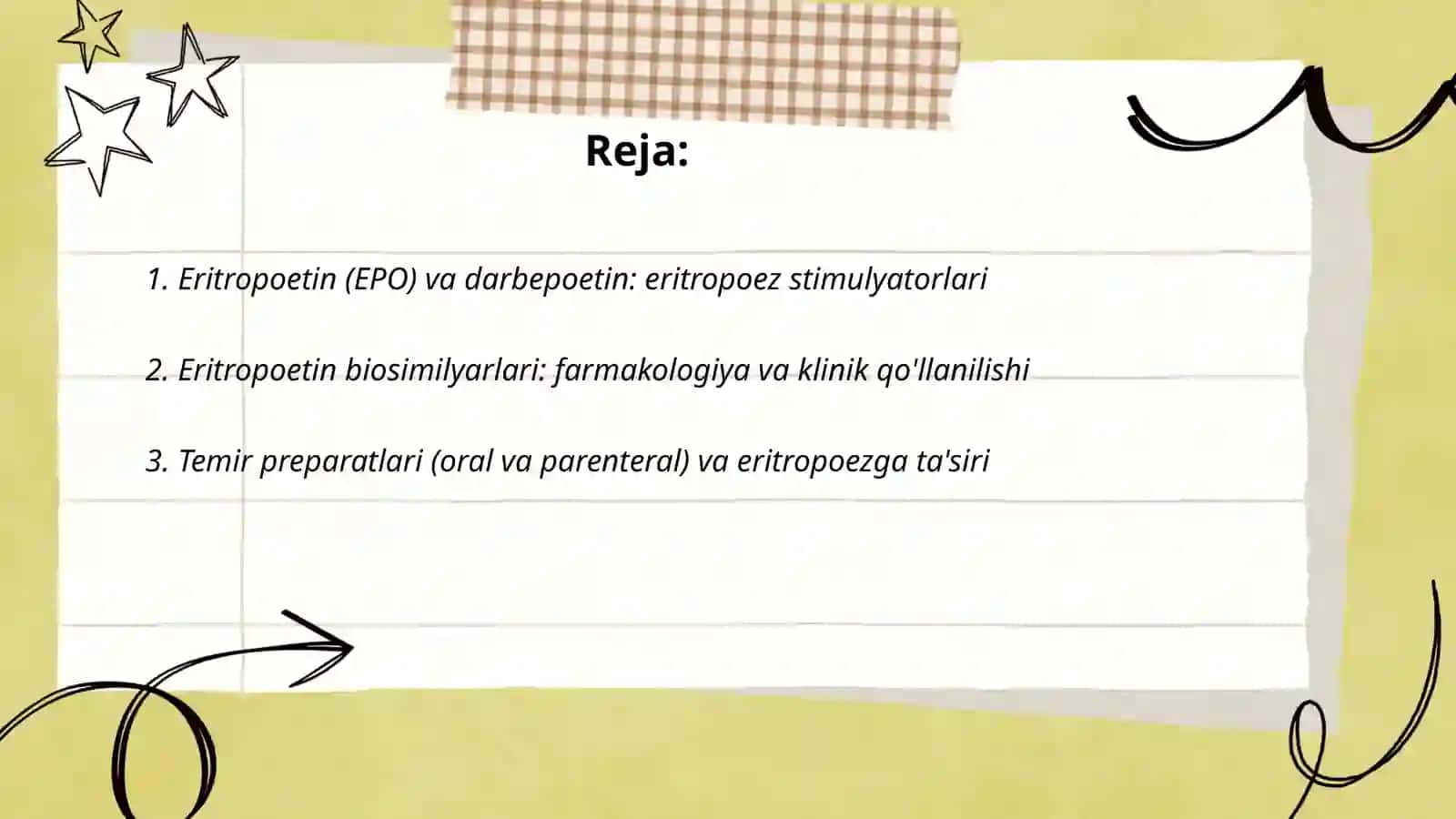 Eritropares va leykopoezga tasir qiluvchi dori vositalari Xayalina Mohira 2