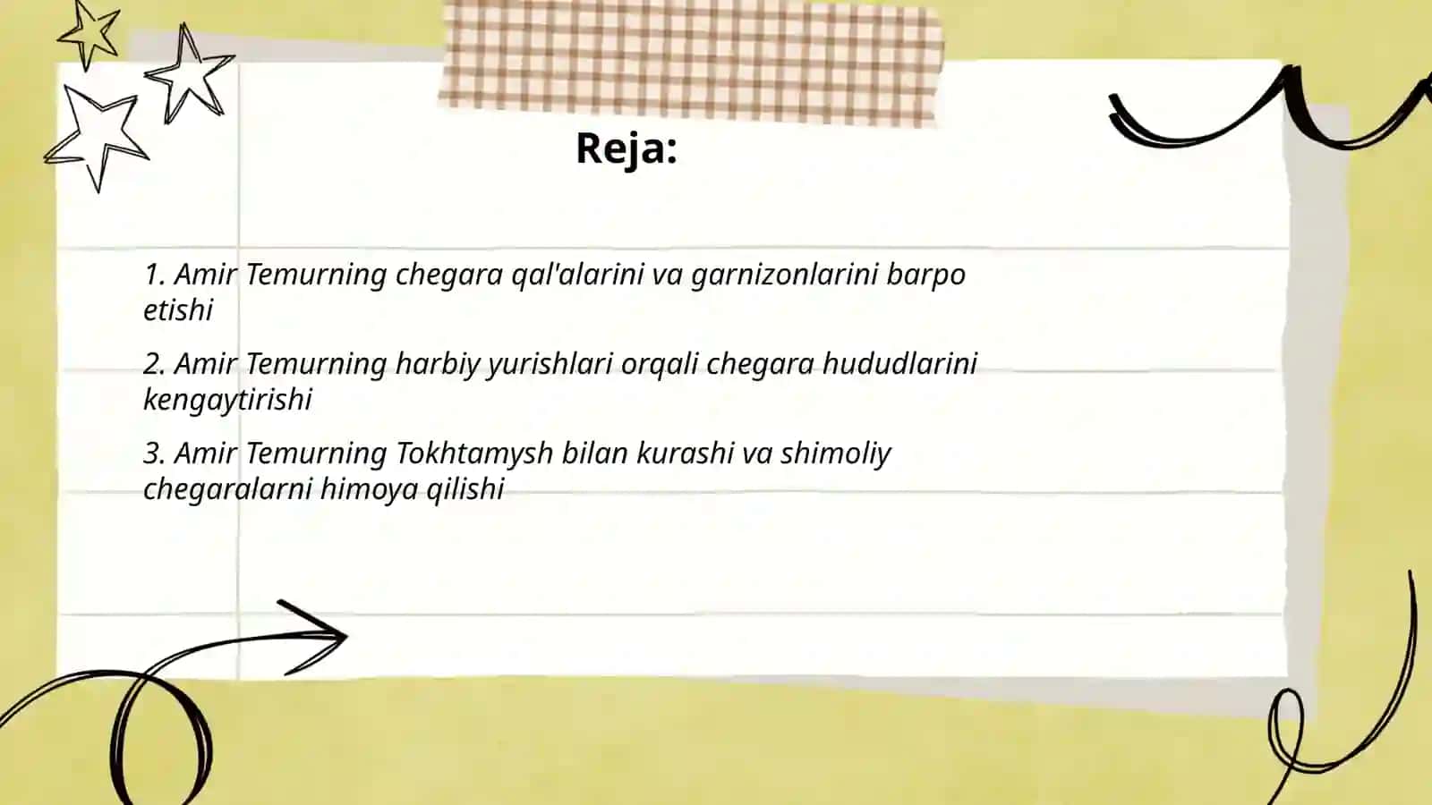 Amir Temur davlat chegaralarini mustahkamlashi Alisherova Kumushbibi 2