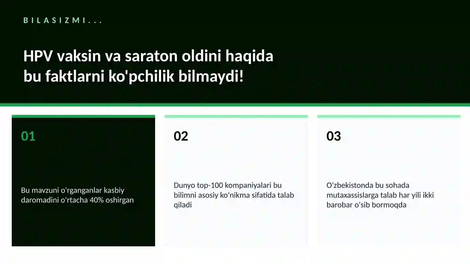 HPV vaksin va saraton oldini 2