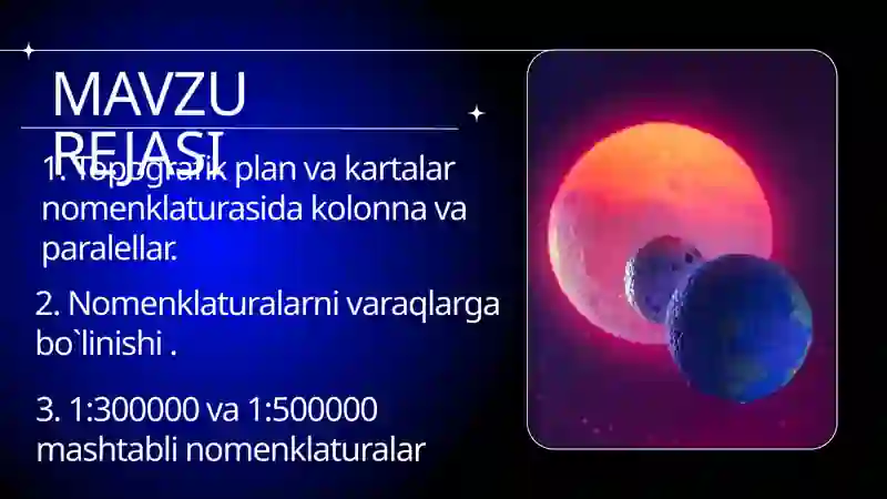 TOPOGRAFIK XARITA, PLANLARNING NOMENKLATURASI 2