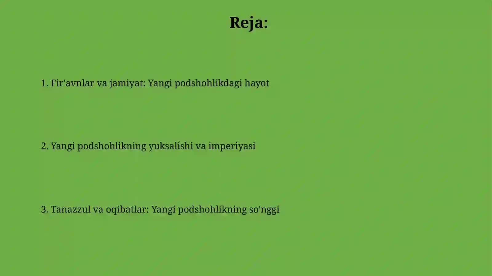 Soʻngi podsholik davrida Misr( mil. avv. XVI- XII-asrlar va mil.avv. XI-IV-asrlar) 2