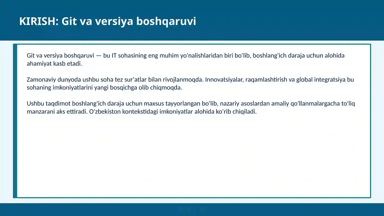 Git va versiya boshqaruvchi 2