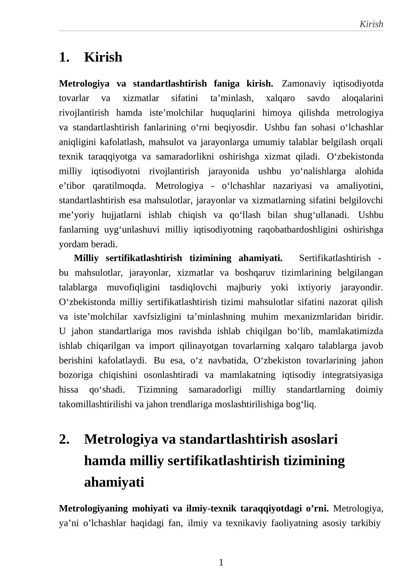 Metrologiya va standartlashtirish fanidan Milliy sertifikatlashtirish tizimi 2