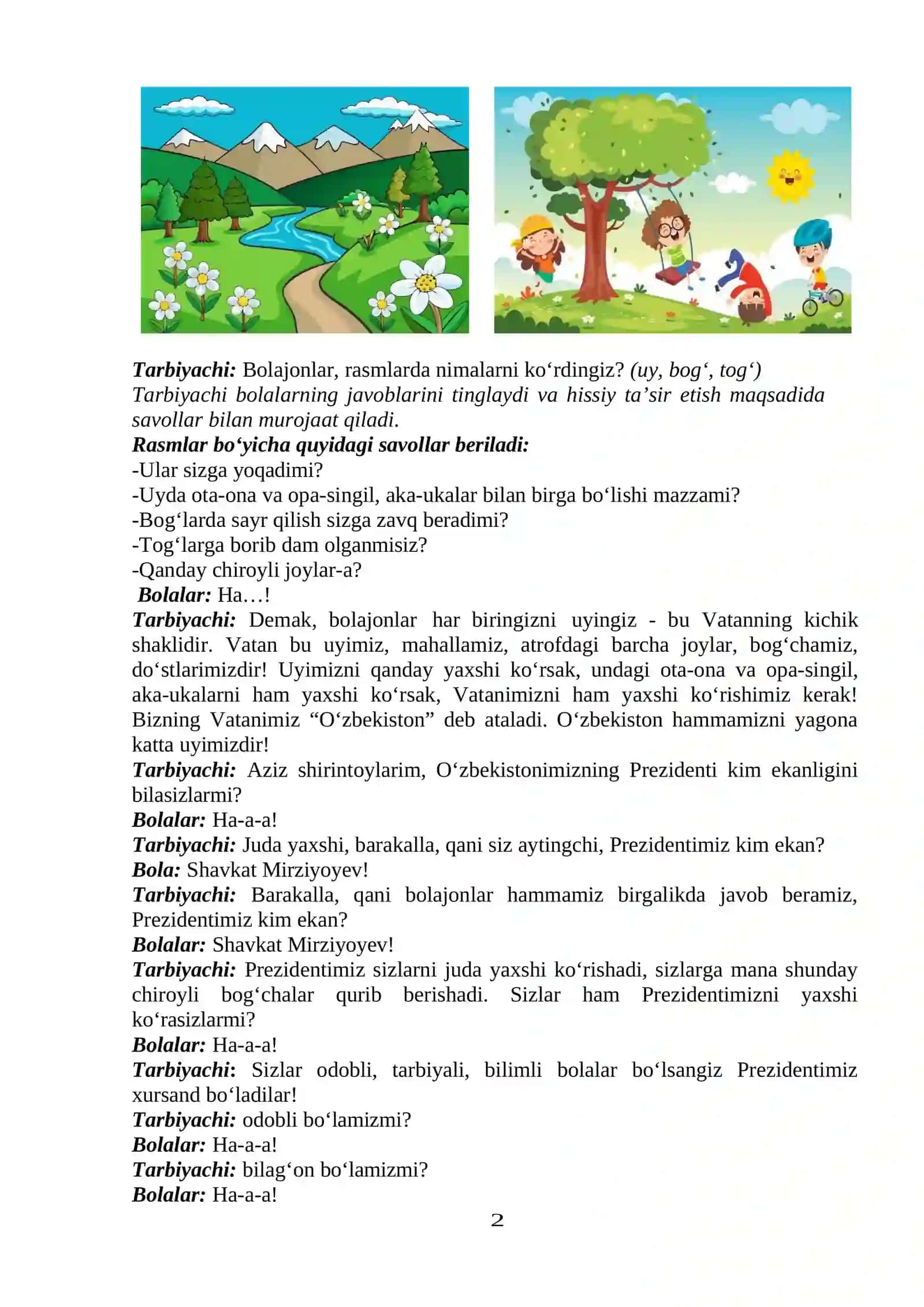 “Kelajak soati” darsining MTTlar uchun mashg‘ulot senariysi 2