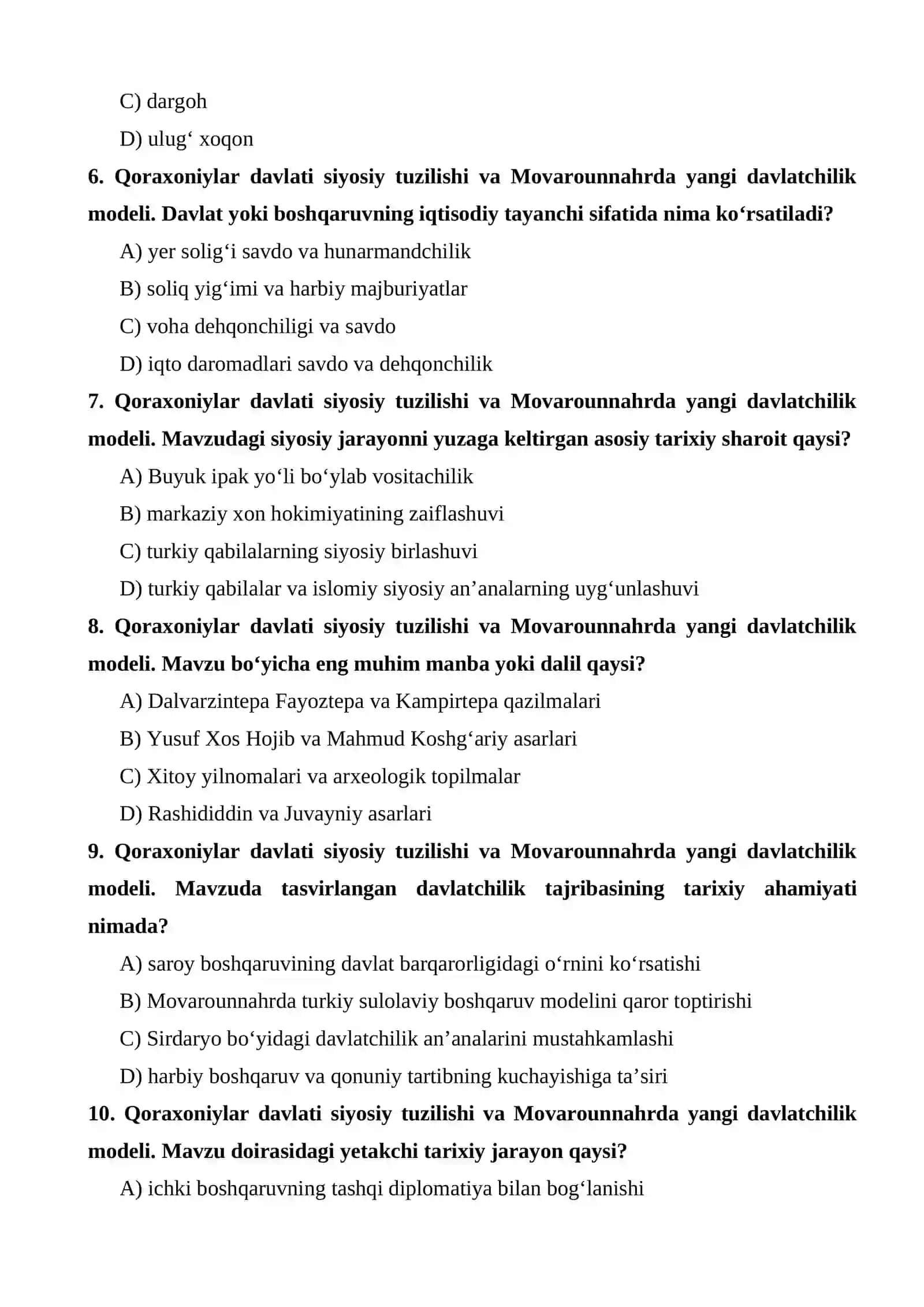 Qoraxoniylar davlati siyosiy tuzilishi va Movarounnahrda yangi davlatchilik modeli 2