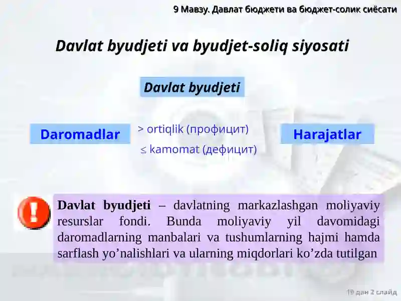 Davlat byudjeti va byudjet-soliq siyosati 2