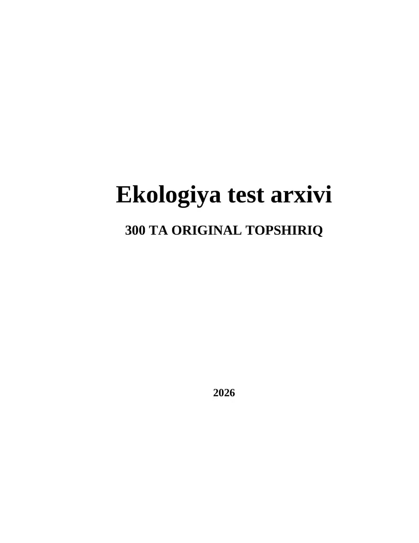 Ekologiya test arxivi 2