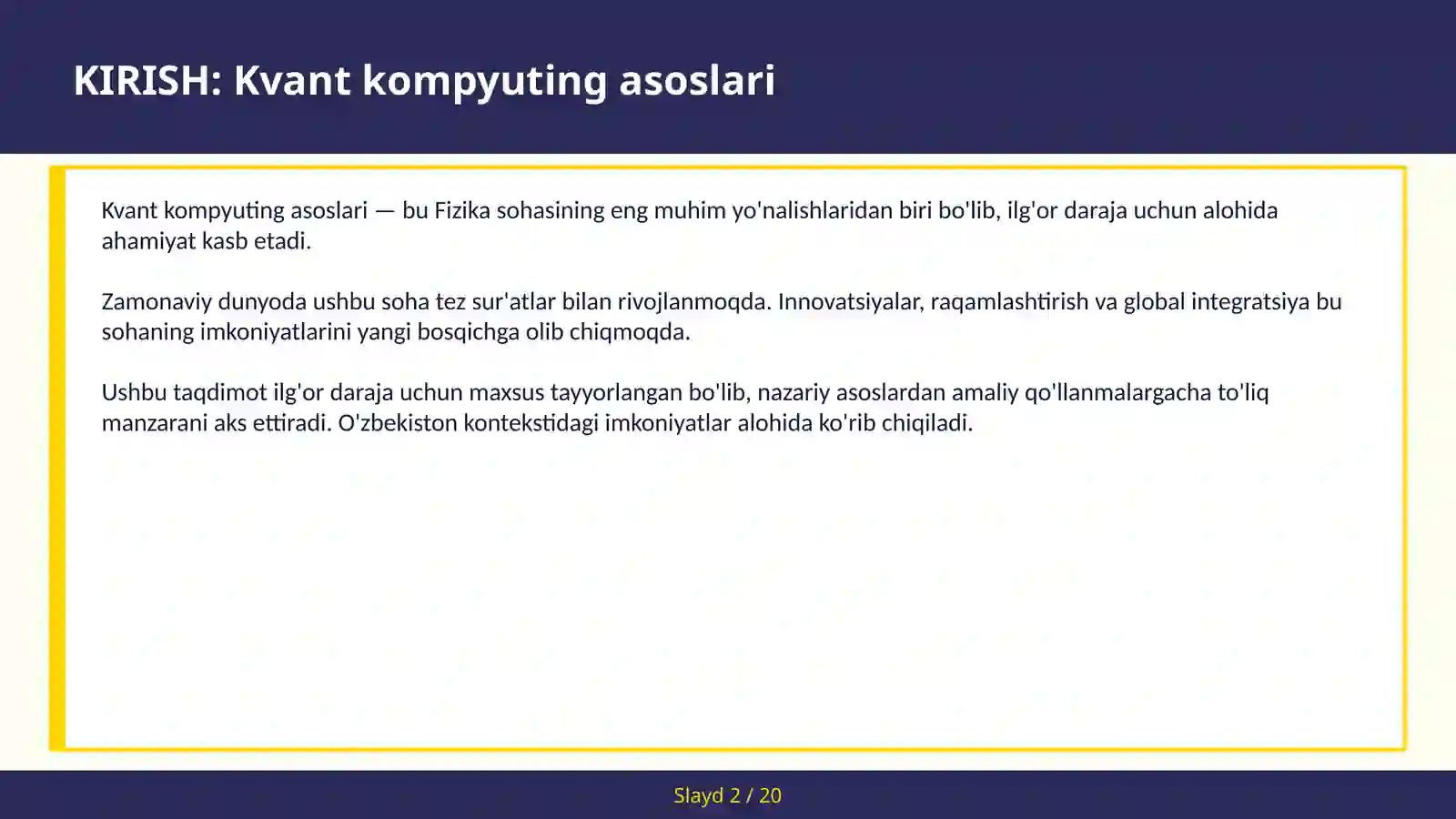 KVANT KOMPYUTING ASOSLARI 2