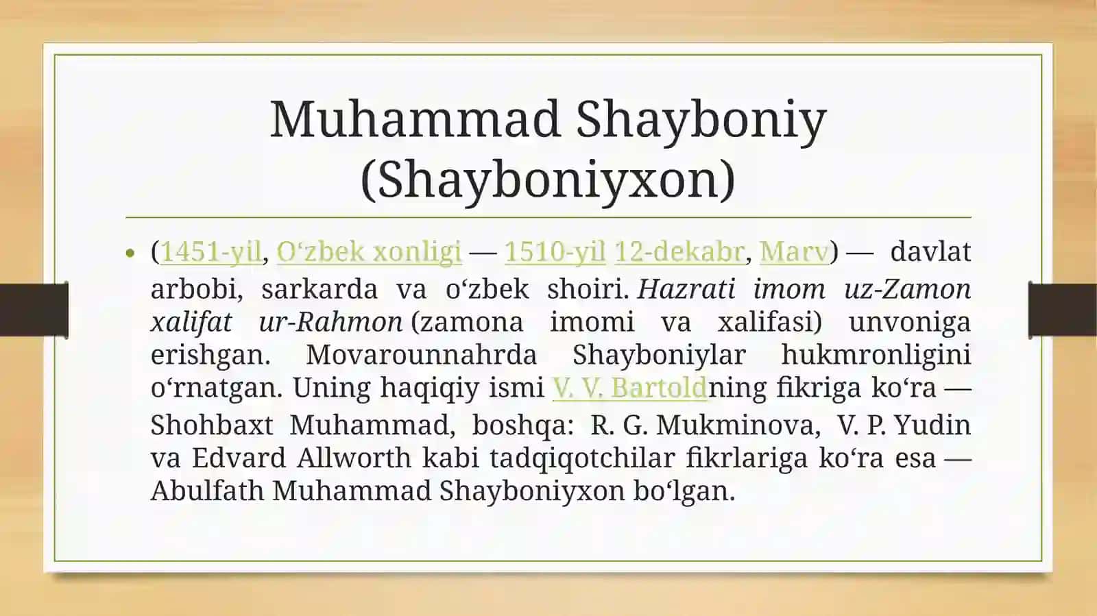 MUHAMMAD SHAYBONIYXON IJODI 2