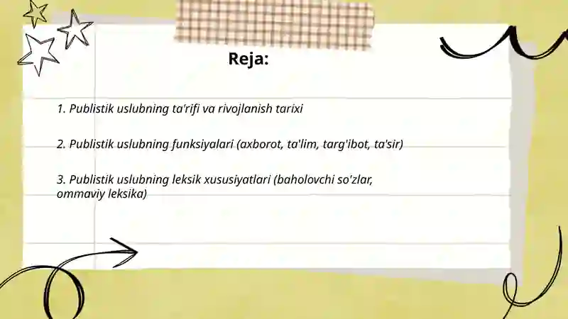 Publistik uslub va uning o'ziga xos xususiyatlari 2