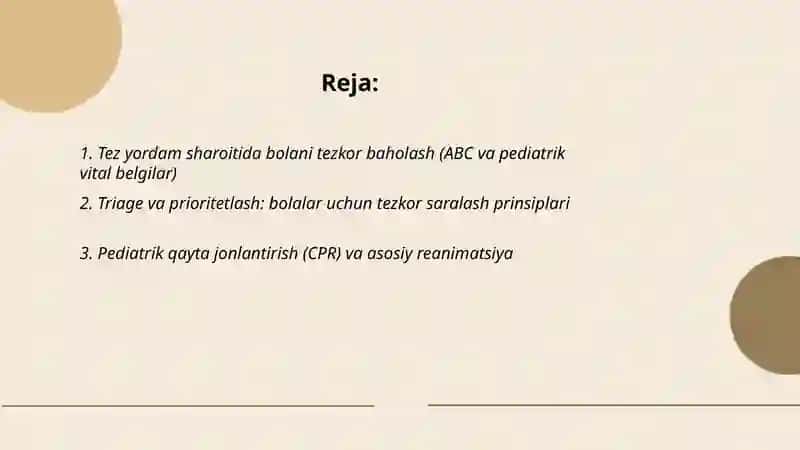 Kechiktirib bo'lmaydigan holatlarda bola va uning oilasiga hamshiralik parvarishi 2