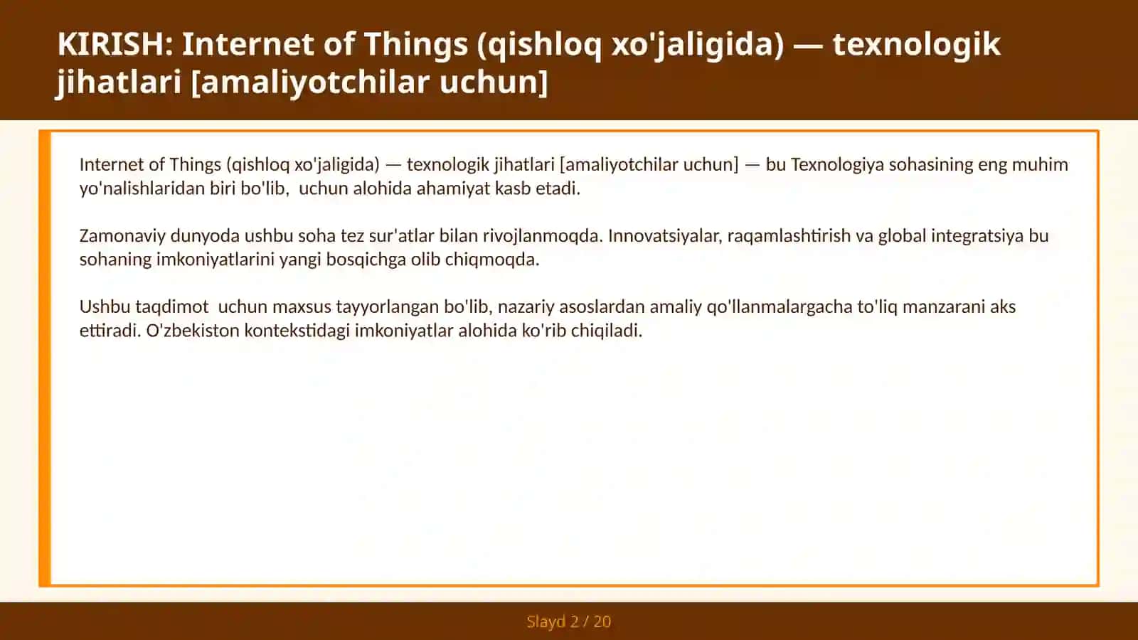 Internet of Things (qishloq xo'jaligida) — texnologik jihatlari [amaliyotchilar uchun] 2