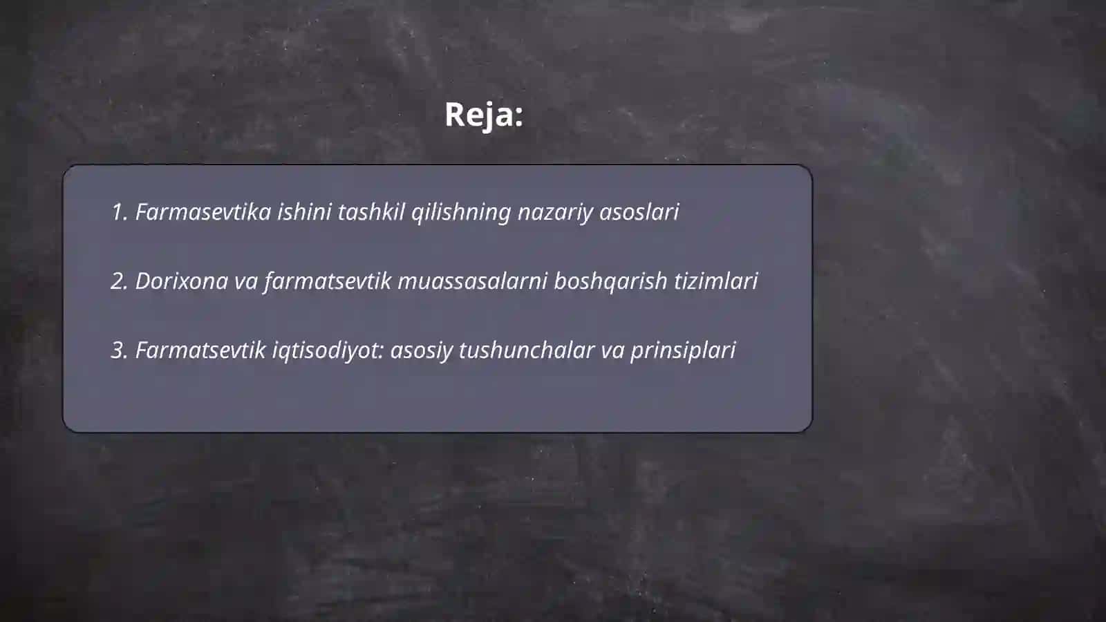 Farmasevtika ishini tashkil qilish farmasevtikada boshqaruv farmasevtik iqtisodiyot modullari maqsad va vazifalari 2